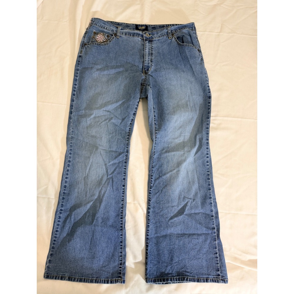 Angels Forever Young Women Blue Embroidered Beaded Bootcut Jeans Size 16 Medium